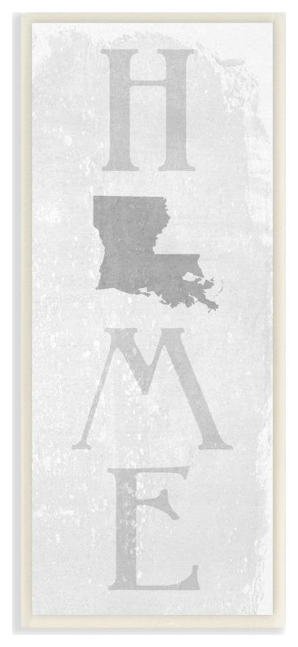 Louisiana Home State Map Grey Te"xtured Word Design, 7"x17"