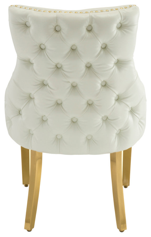 The Tuft Dining Chair, White, Faux Leather, Set of 2