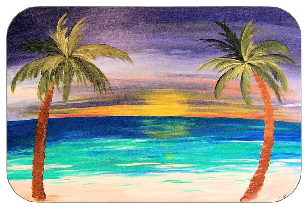Night Palms Plush Bath Mat, 20"x15"