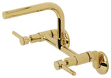 Kingston 8" Adjustable Center Wall Mount Kitchen Faucet, Polished Brass