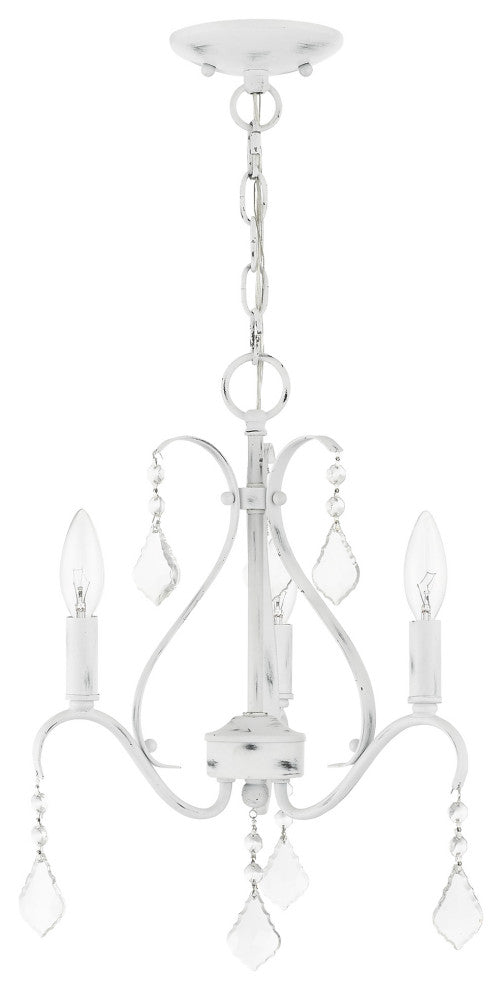 Livex Lighting Caterina 3 Light Antique White Petite Chandelier