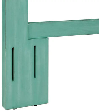 Solid Wood Queen Headboard, Grooved Rubberwood, Curved Top, Teal