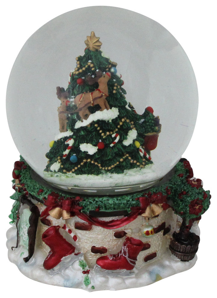 7" Christmas Tree and Santa Claus Musical Blowing Snow Globe Decoration
