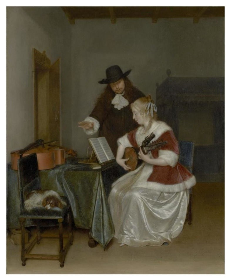 "The Music Lesson" Digital Paper Print by Gerard ter Borch, 18"x22"