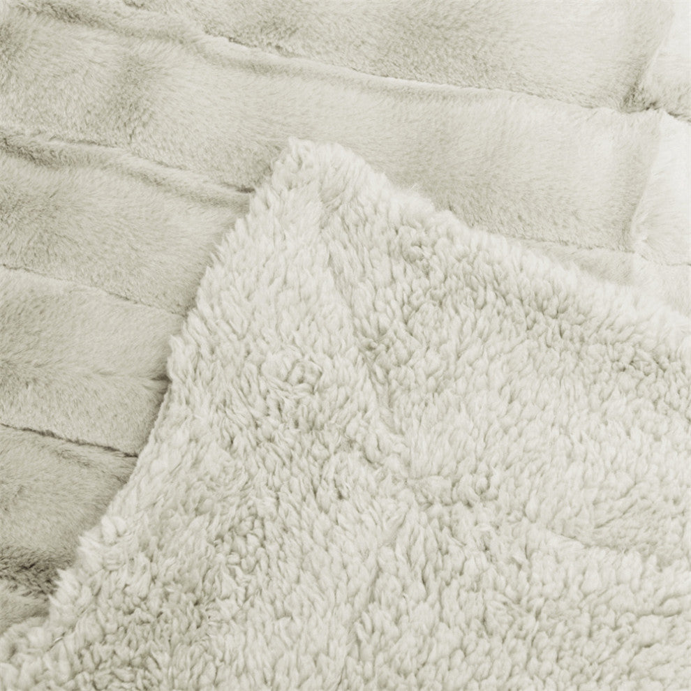 Super Mink Faux Fur Throw Blanket, Oatmeal, 60"x80"