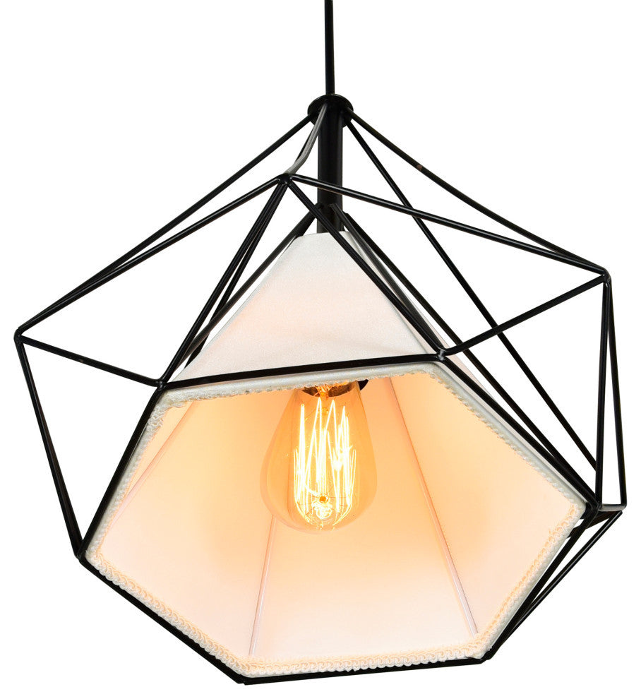 Diamond 1 Light Down Pendant With Black Finish