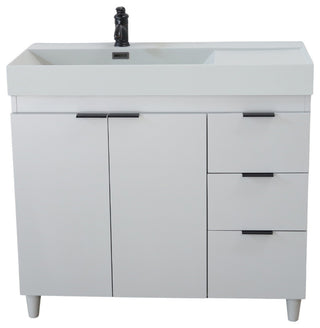 39" Single Sink Vanity, French Gray With Light Gray Composite Granite Top