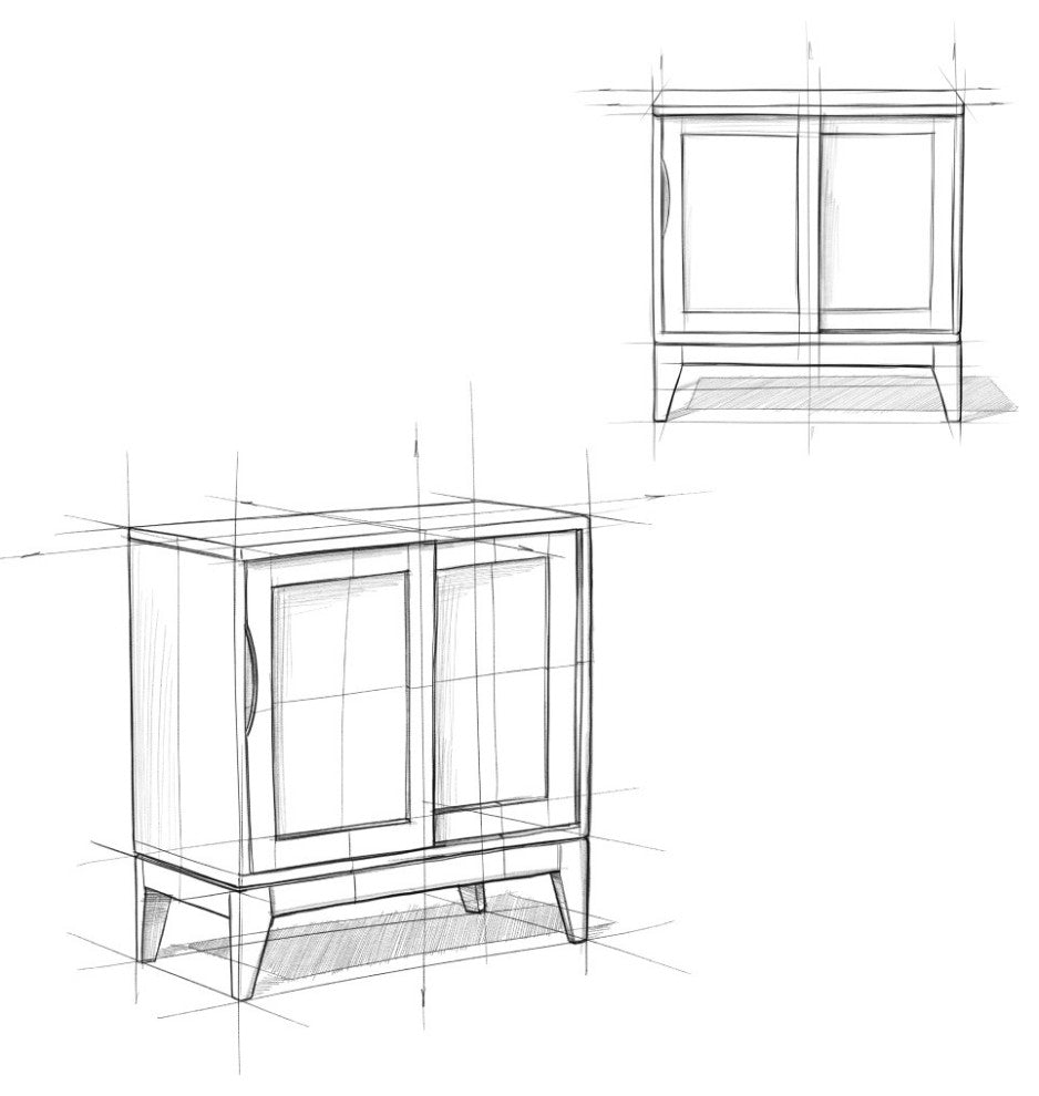 Harper Solid Hardwood Low Storage Cabinet, Teak Brown