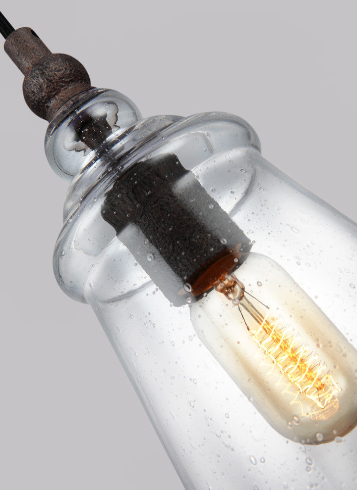 Generation Lighting 1-Light Mini-Pendant, Dark Weathered Iron