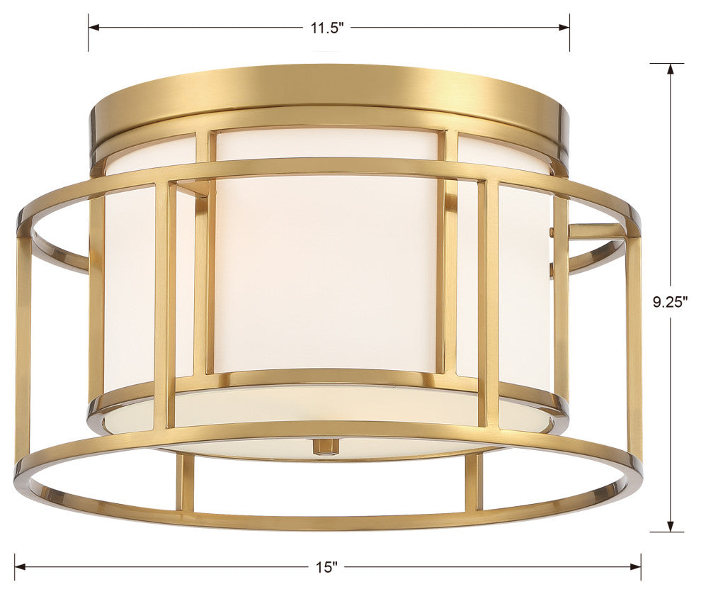 Brian Patrick Flynn for Crystorama Hulton 2 Light Luxe Gold Ceiling Mount