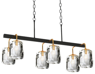 LNC 6-Light Black and Gold Modern Mason Jar Linear Large Kitchen Island Light