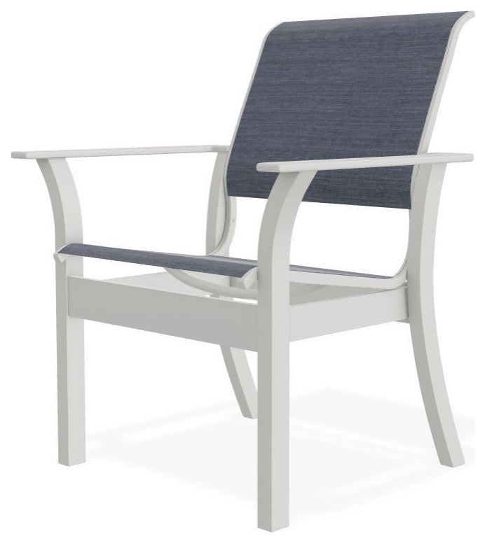 Leeward Sling Stackable Outdoor Dining Chair, Augustine Denim/Snow