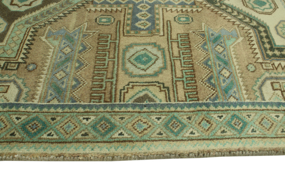 Fine Vintage Distressed Alvis Beige/Light Green Rug, 7'0x10'0