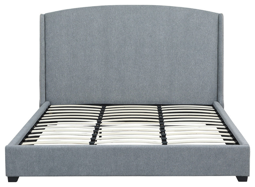 Monterey Upholstered Platform King Bed Frame, Gray Chenille