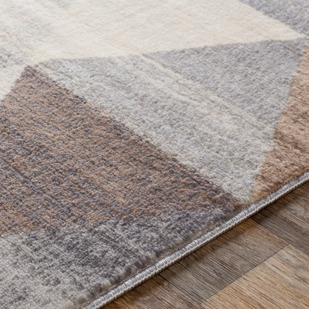 Surya Roma ROM-2303 6'7"x9' Rug, Medium Gray/Camel/Tan/Light Gray/White