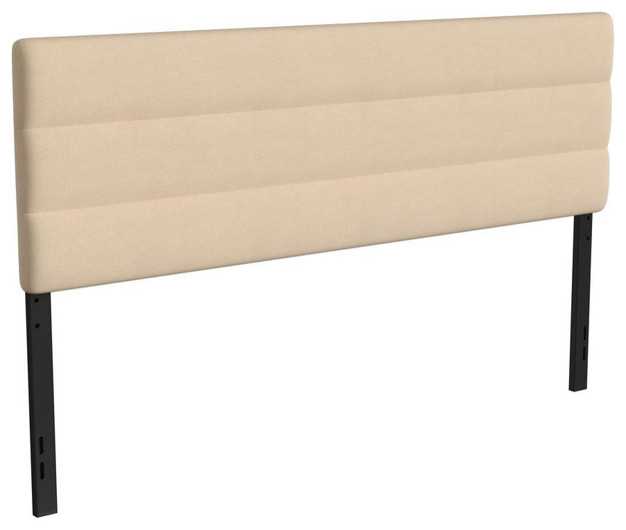 Paxton Stitched Upholstered Adjustable Height Headboard, Cream, King
