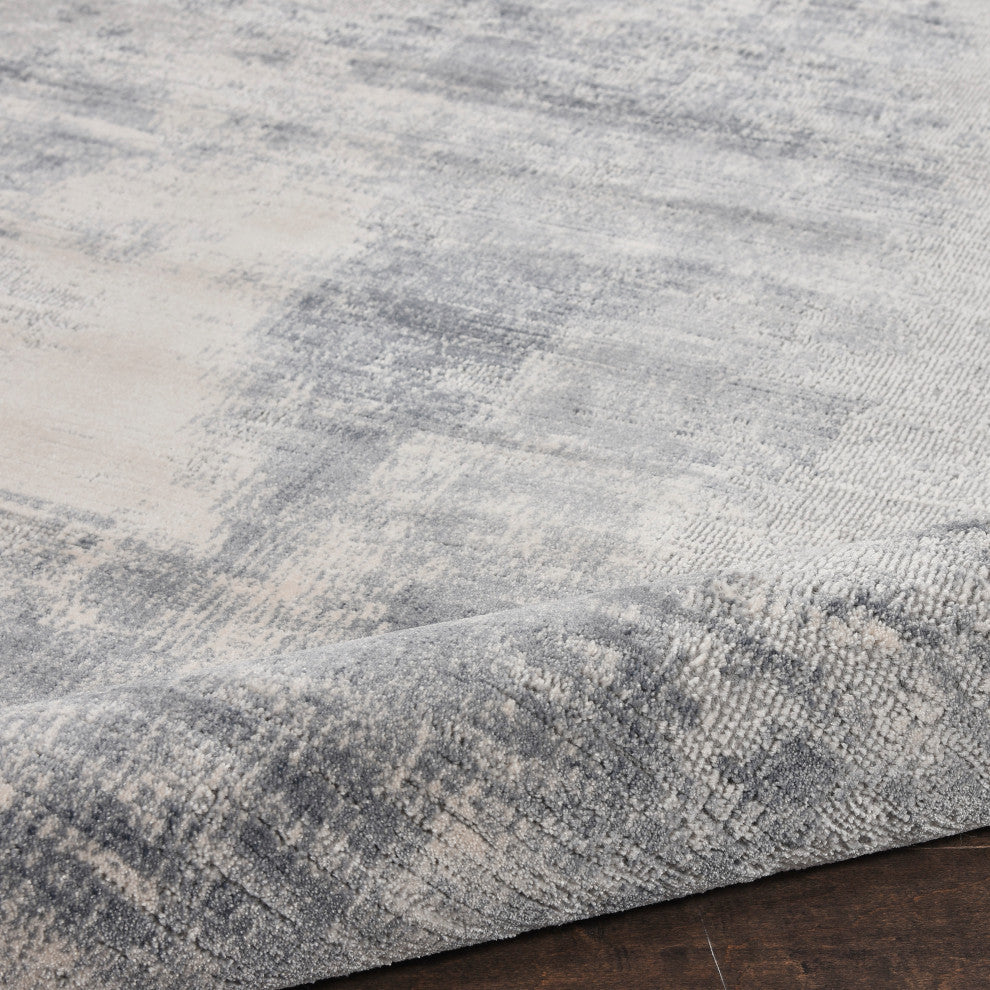 Nourison Rustic Textures 7'10" Round Blue/Ivory Modern Indoor Area Rug