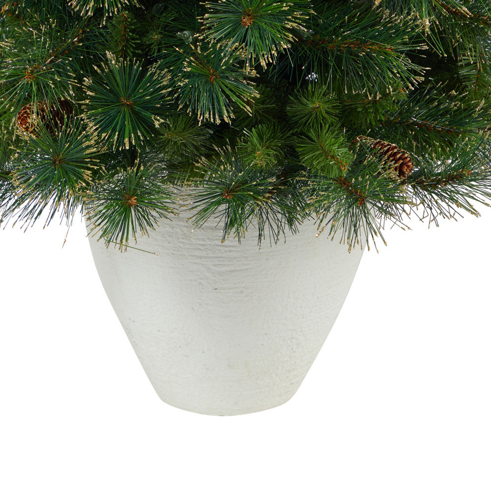 50" Golden Tip Washington Pine Christmas Tree wt 100 Clear Lights, Pine Cones