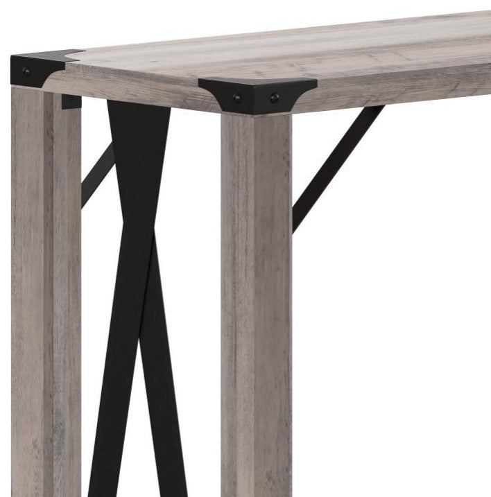 Wyatt Modern Farmhouse Wooden 2 Tier Console Table, Gray Wash