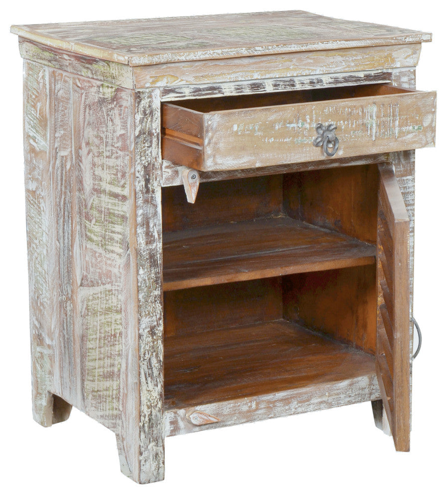 Cassidy 1-Drawer 1-Door Shutter Nightstand, White, Right