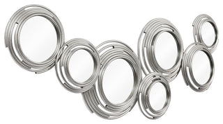 "Descending Reflection" Circle Array Mirrors in Metal Foiled Frame