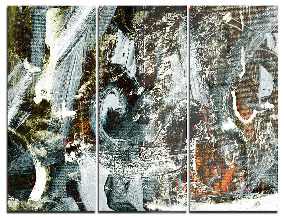 "Contemporary Abstract Design" Glossy Metal Wall Art, 3 Panels, 36"x28"
