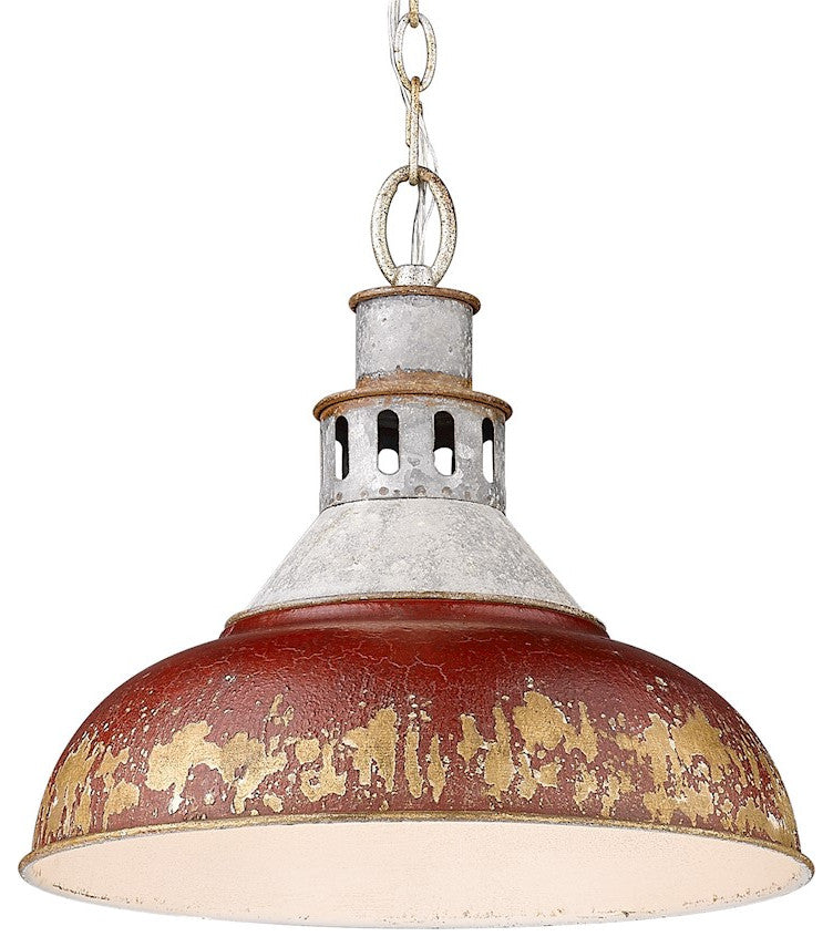 Golden Lighting Kinsley 1-Light Large Pendant, Steel/Red, 0865-LAGV-RED