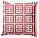 16x16" Greek Key Patterned Nautical Decorative Indoor Pillow, Ligonberry Red