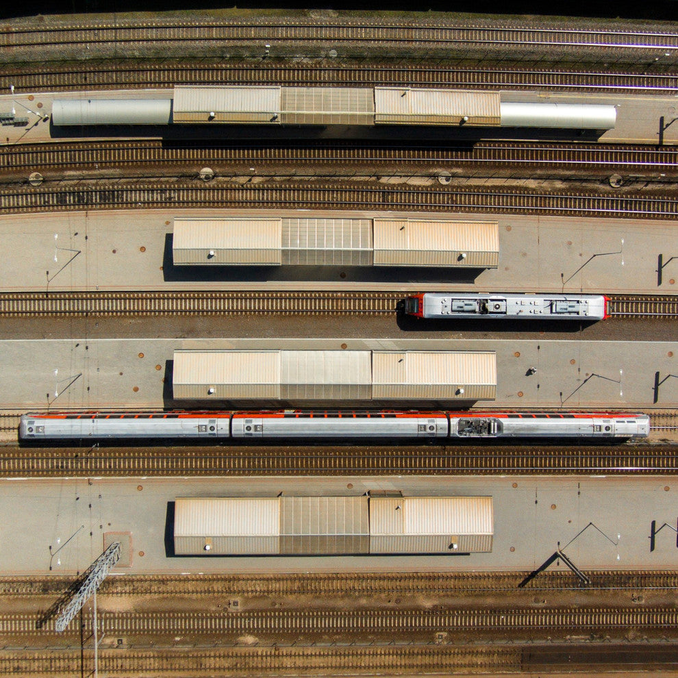 "Trains" Painting Print on Canvas by Karolis Janulis