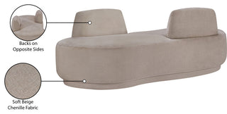 Argyle Upholstered Chaise/Loveseat, Beige, Chenille Fabric