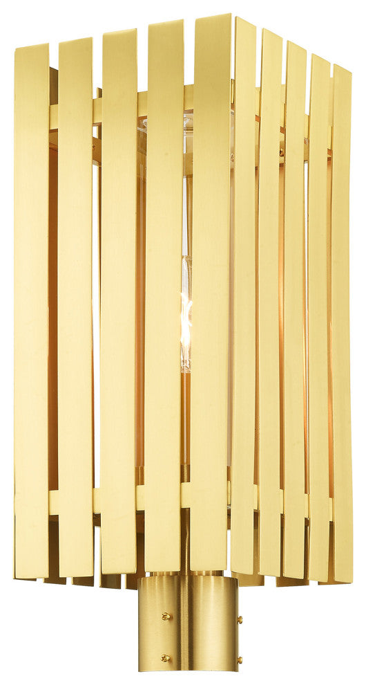 Livex Lighting Greenwich 1 Light Satin Brass Large Outdoor Post Top Lantern