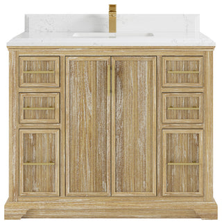Alys Teak 42 Single Sink Bathroom Vanity Whitewashed 1.5" Empira Quartz