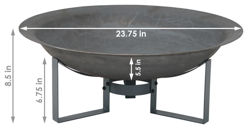 Sunnydaze Outdoor Modern Cast Iron Fire Pit Bowl With Stand, 23"