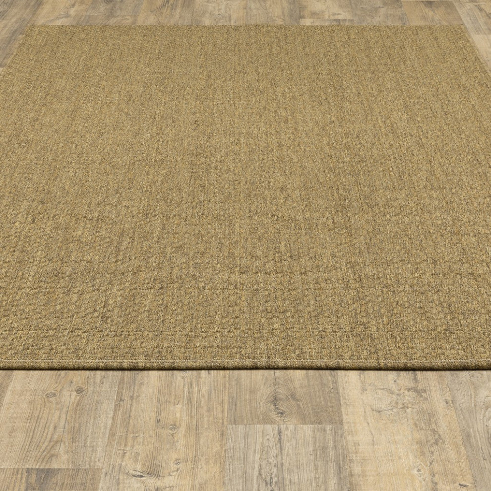 8"x11" Solid Tan Indoor Outdoor Area Rug