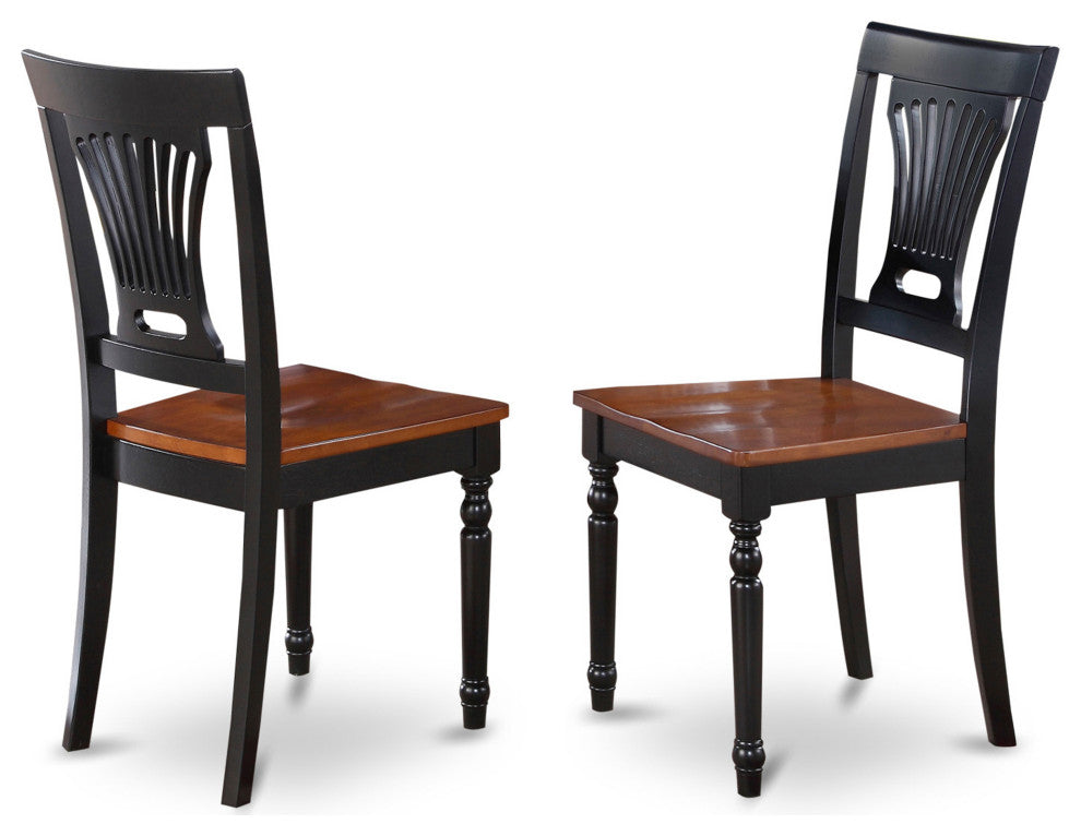 5Pc Dinette Set, Rectangular Table, 4 Chair, Solid Wood Seat, Black-Cherry