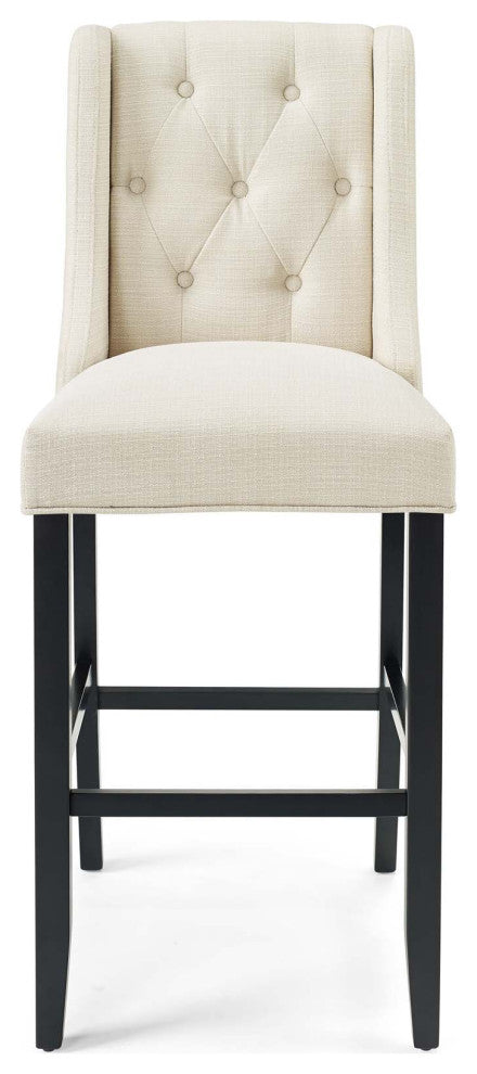Bar Stool Chair Barstool, Set of 2, Fabric, Wood, Beige, Modern, Bar Pub Bistro