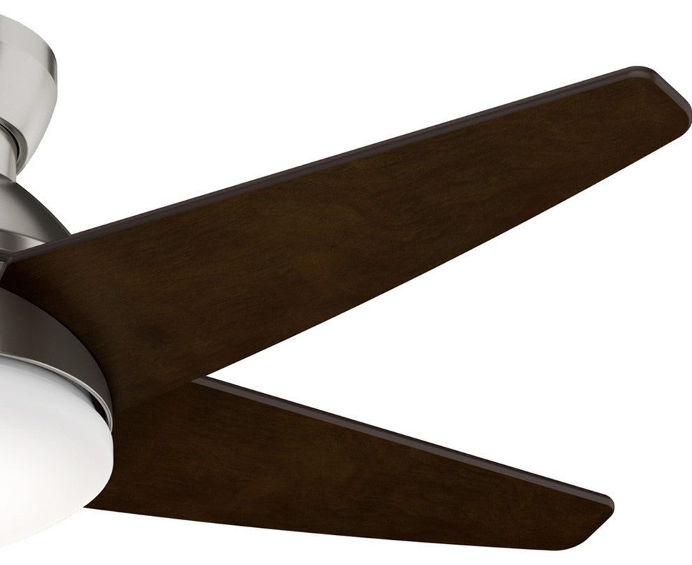 Casablanca 44" Isotope Ceiling Fan With Light Kit & Wall Control, Fresh White, Brushed Nickel, 44"