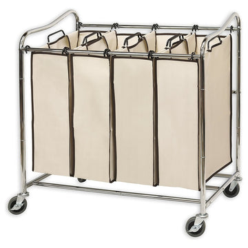 4-Bag Heavy Duty Rolling Laundry Sorter Cart, Chrome