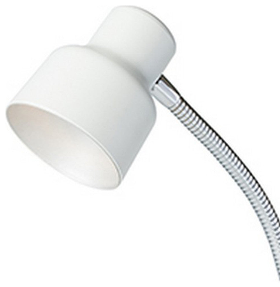 Benzara BM240380 Table Lamp With Adjustable Goose Neck and Shade, White