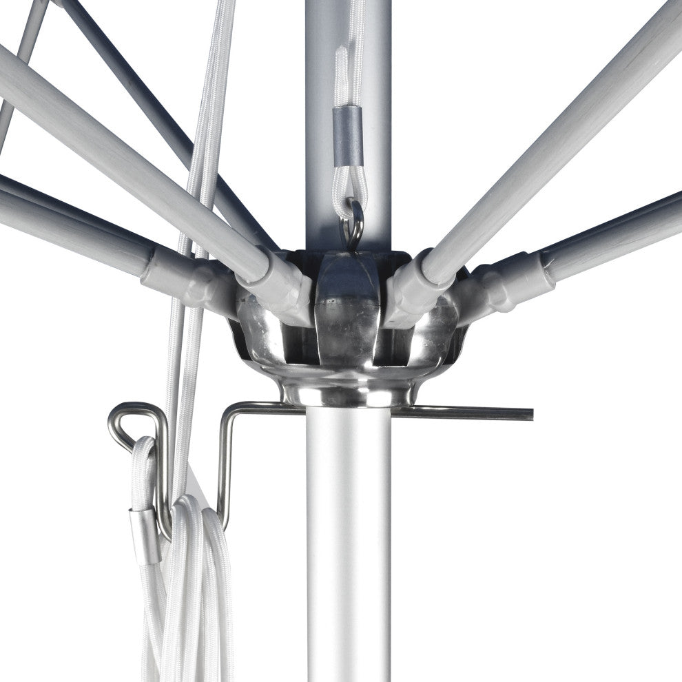 9'' Silver Anodized Push Lift Fiberglass Rib Aluminum Umbrella, Pacifica, Spa