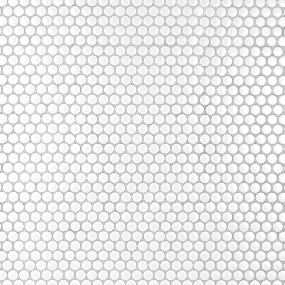 Metro Penny Round Porcelain Mosaic Floor and Wall Tile, Matte White