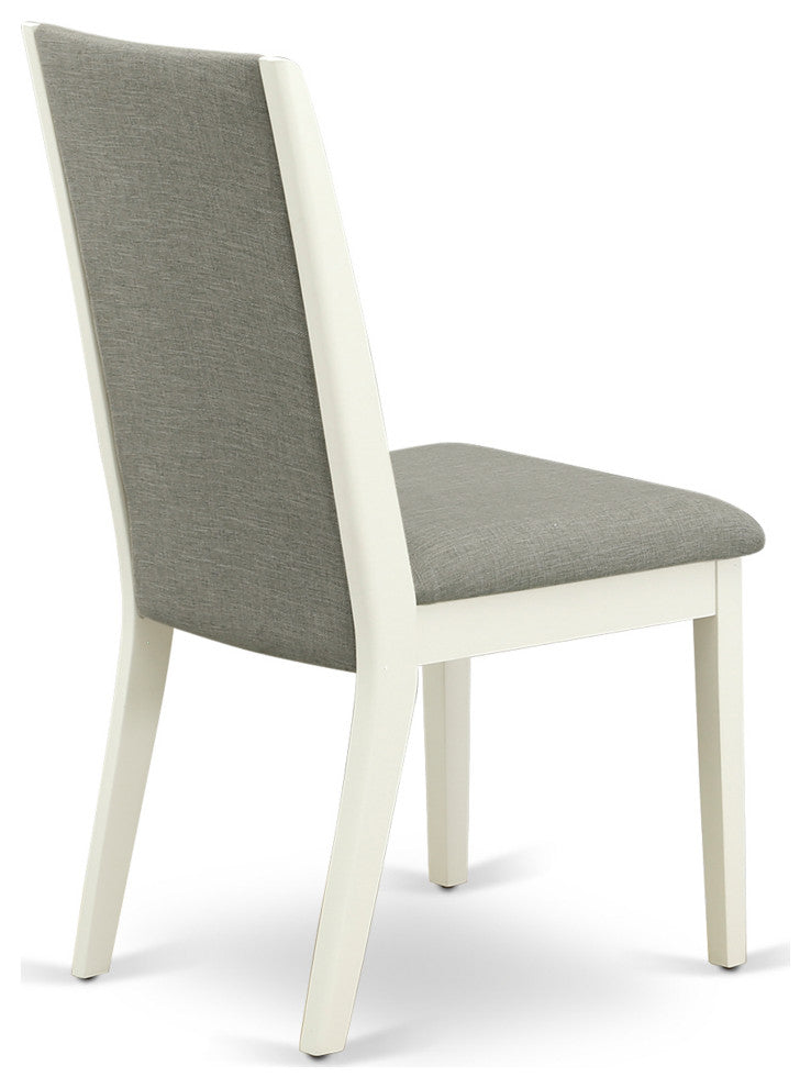 3Pc Wood Dining Set, Round Table, 2 Chairs, Shitake Chairs Seat, Linen White