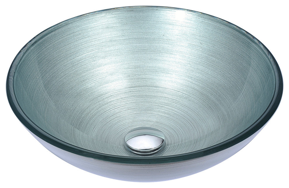 Posh Series Deco-Glass Vessel Sink, Brushed Silver