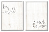 Be Still And Know Calligraphy Inspirational Phrase, 2pc, each 11 x 14
