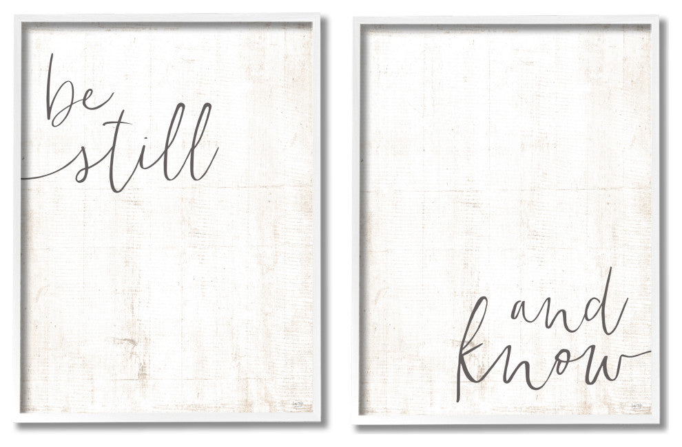 Be Still And Know Calligraphy Inspirational Phrase, 2pc, each 11 x 14