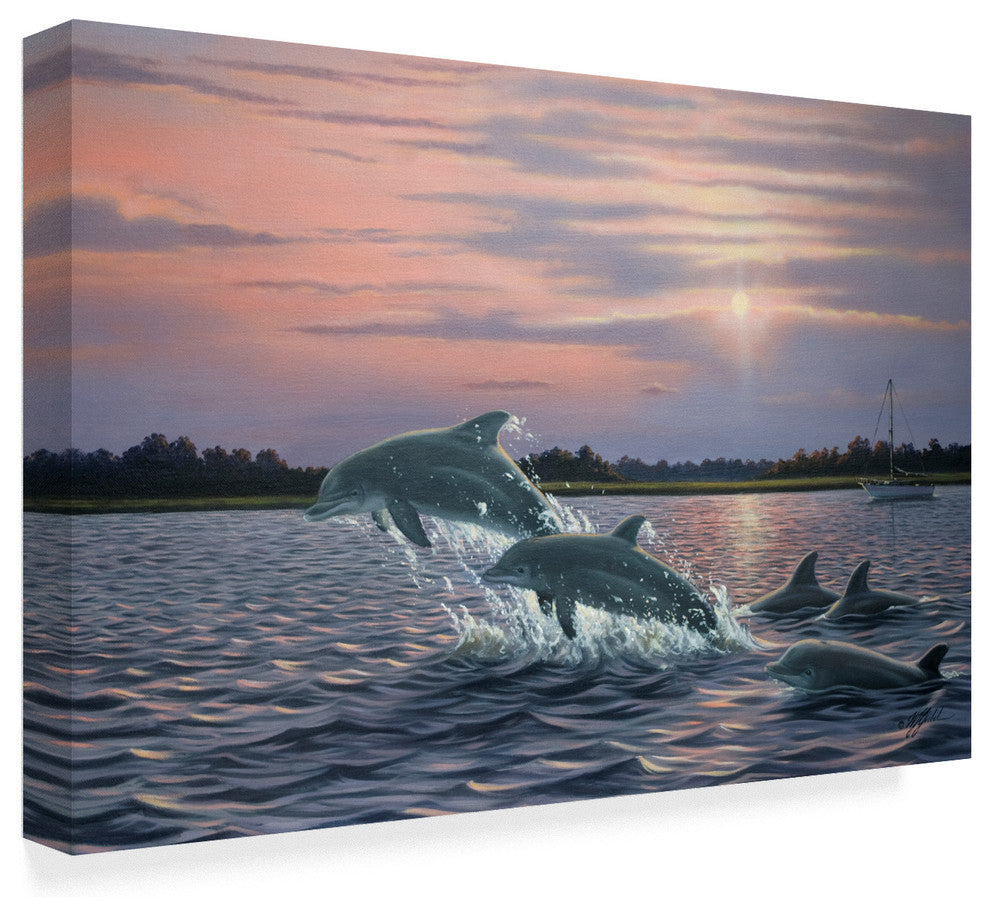 Wilhelm Goebel 'Dolphins' Canvas Art, 24"x16"