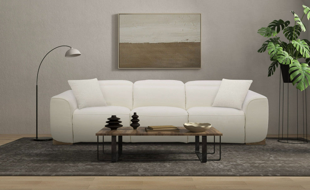 Divani Casa Hagerty - Modern Off-White Fabric Sofa With 2 Power Recliners