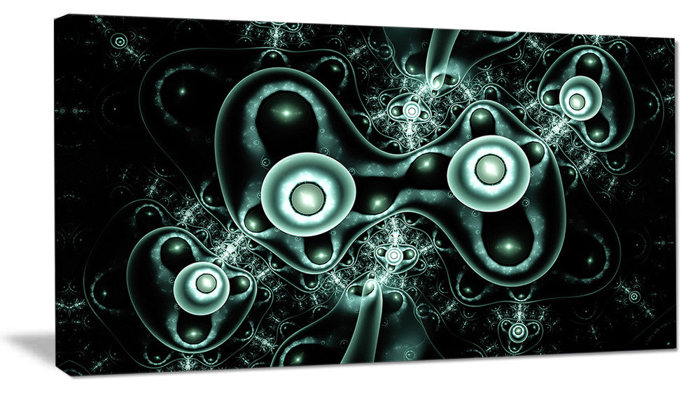 Blue on Black 3D Surreal Design, Abstract Canvas Art Print, 40x20