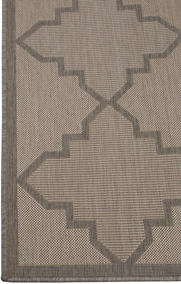 Outdoor Collection Trellis Diamond Rug Geometric Rug, Dove, 5'3"x7'6"