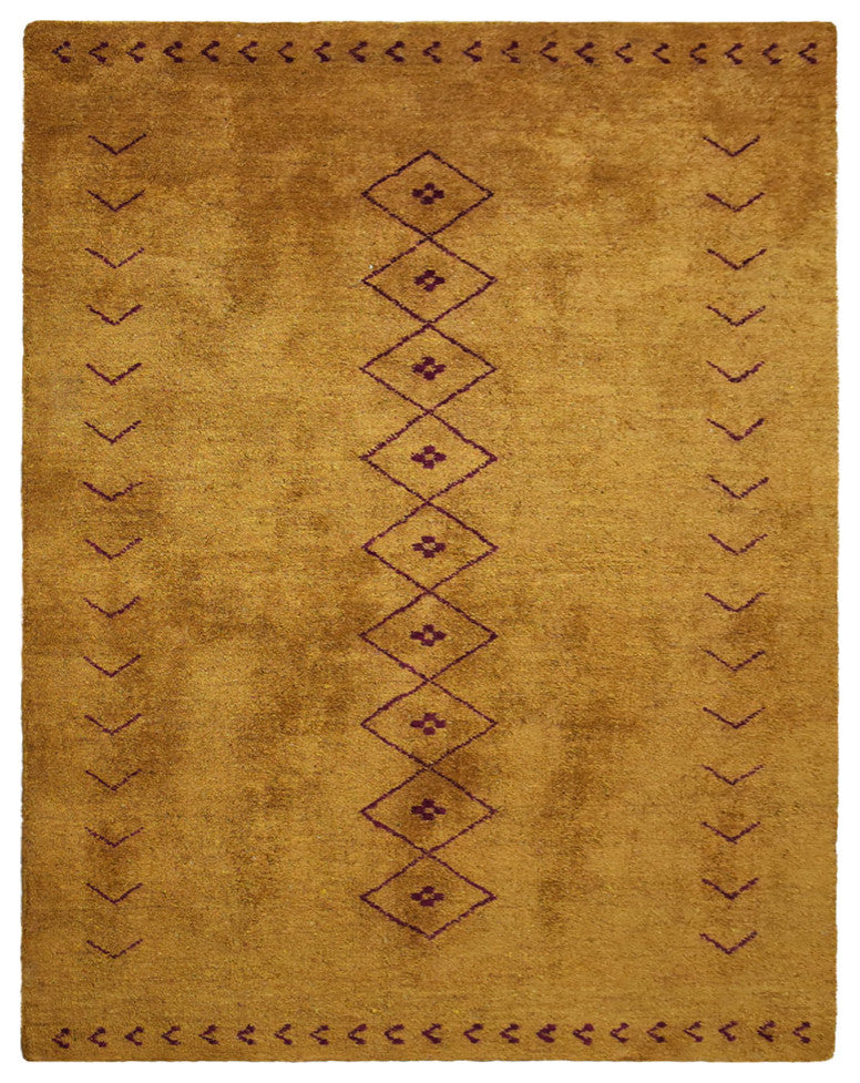 HAND KNOTTED LOOM SILK ECO-FRIENDLY RUGS-5'x8',Rectangle,Gold Red,Contemporary